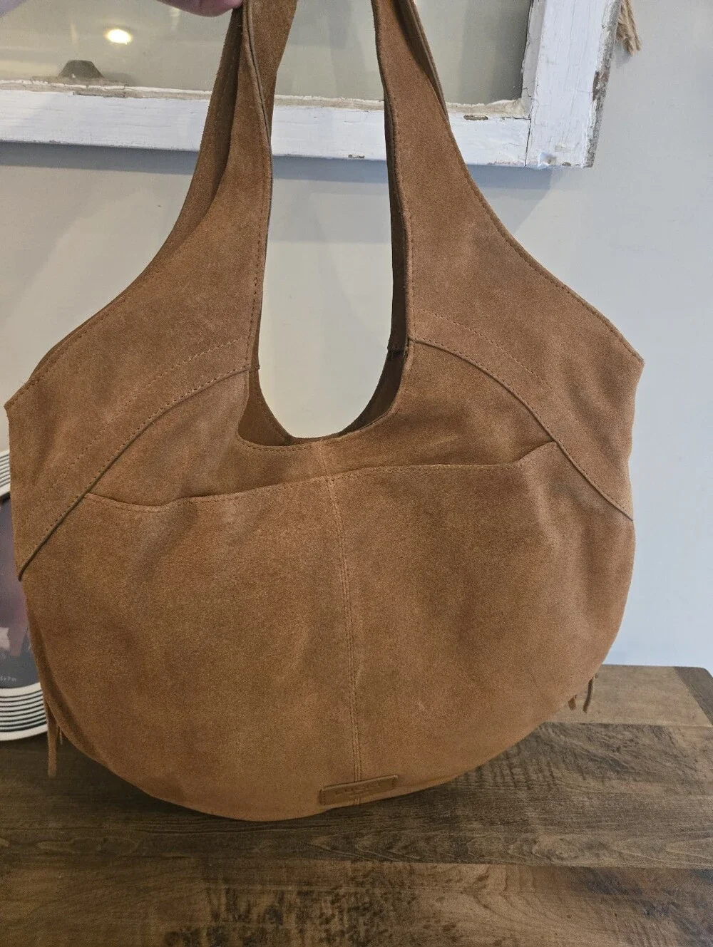 Lucky Brand Nyra Suede Leather Fringe Hobo Shoulder Bag